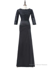Black Mermaid 3/4 Sleeves Satin Mother Of The Bride Dresses